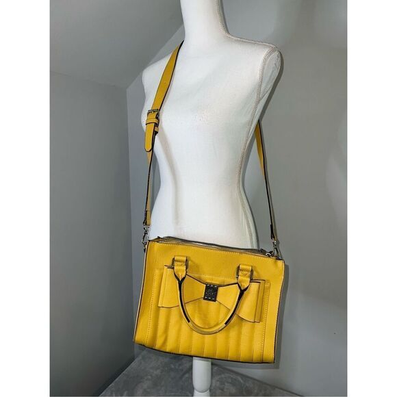 Betsey Johnson Satchel Crossbody Yellow Bag Shoulder Purse - Picture 1 of 15